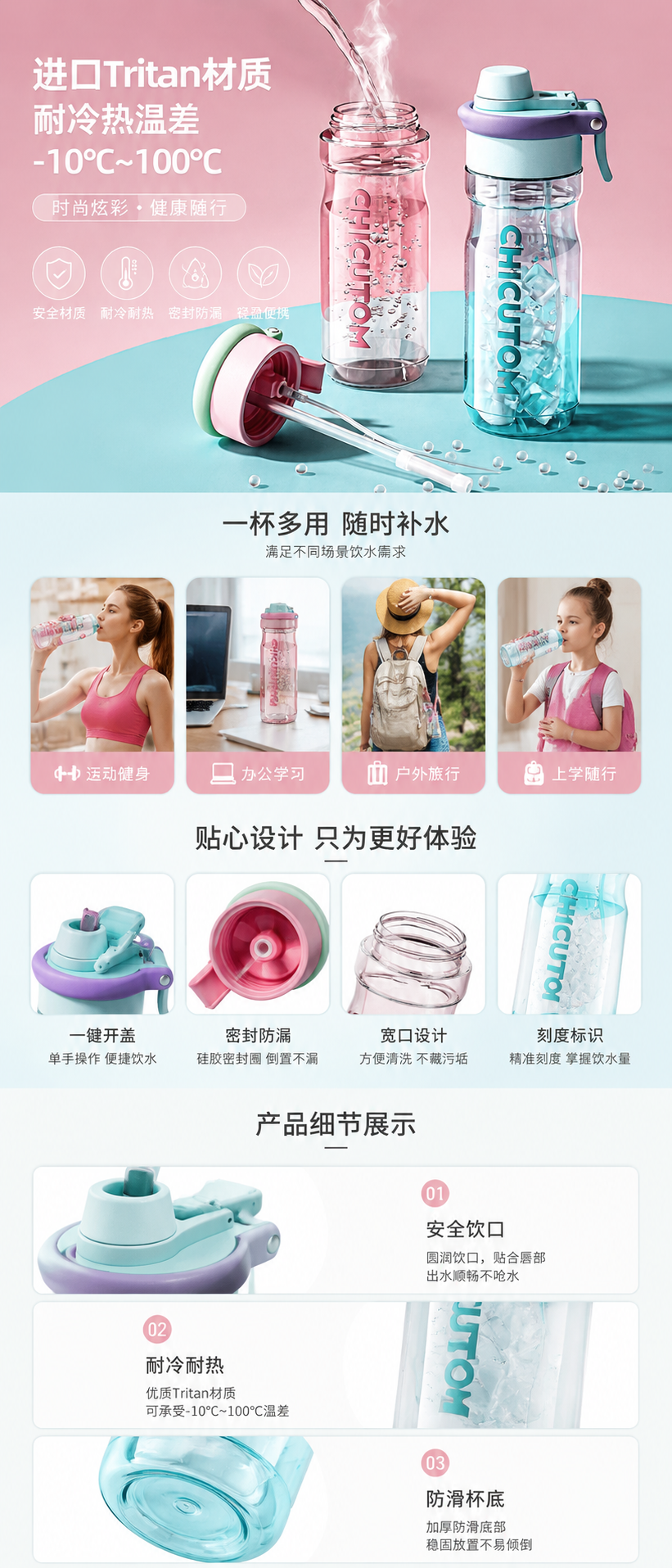 作品中心真实记录:输入水杯需求,输出一张竖版详情长图