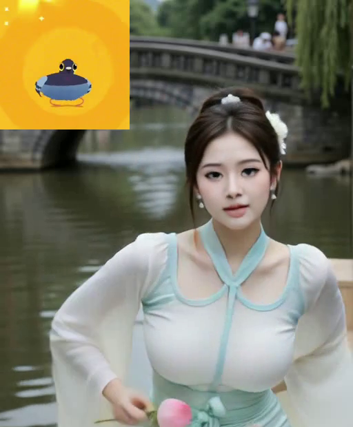 第二条真实任务记录的视频截帧:汉服游船场景